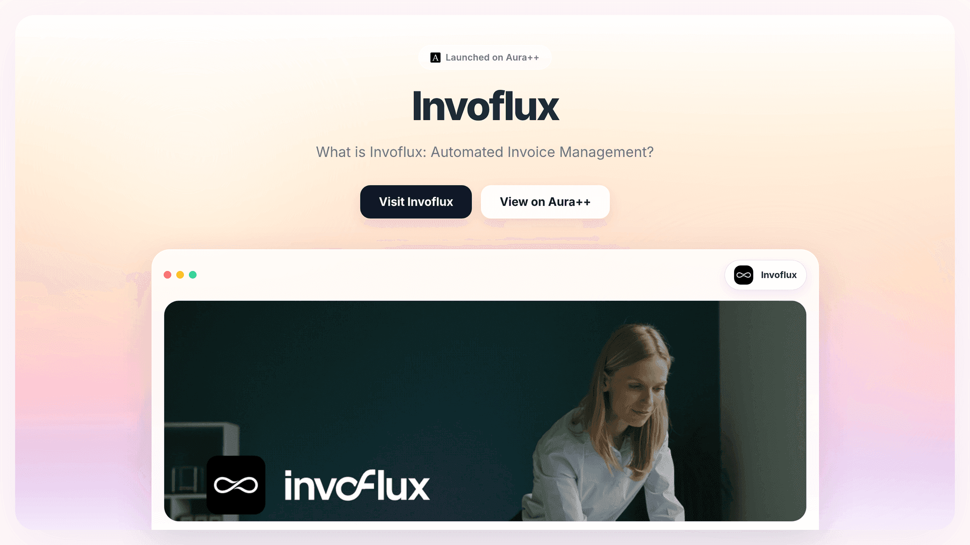 Invoflux launch story featured image on Aura++