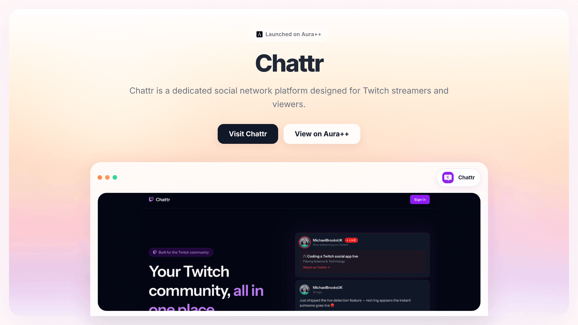 Chattr launch story featured image on Aura++