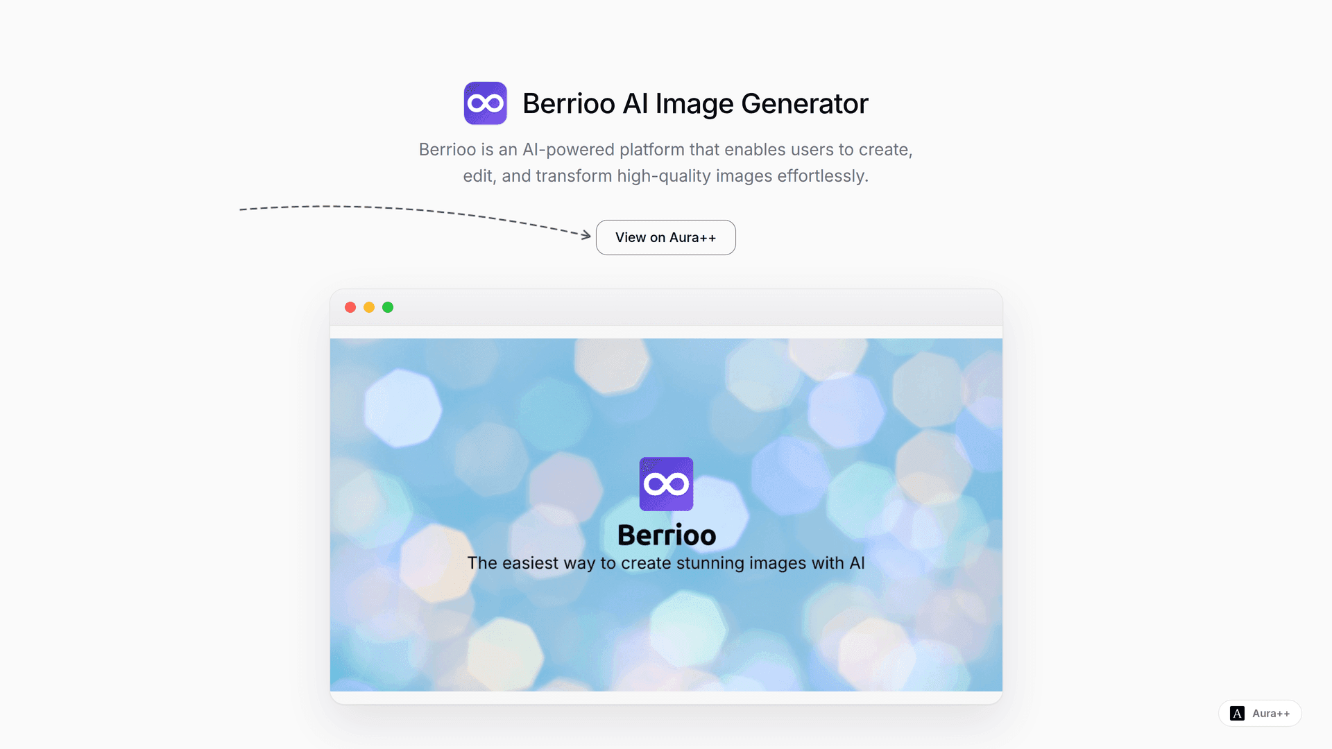 Berrioo AI Image Generator launch story featured image on Aura++