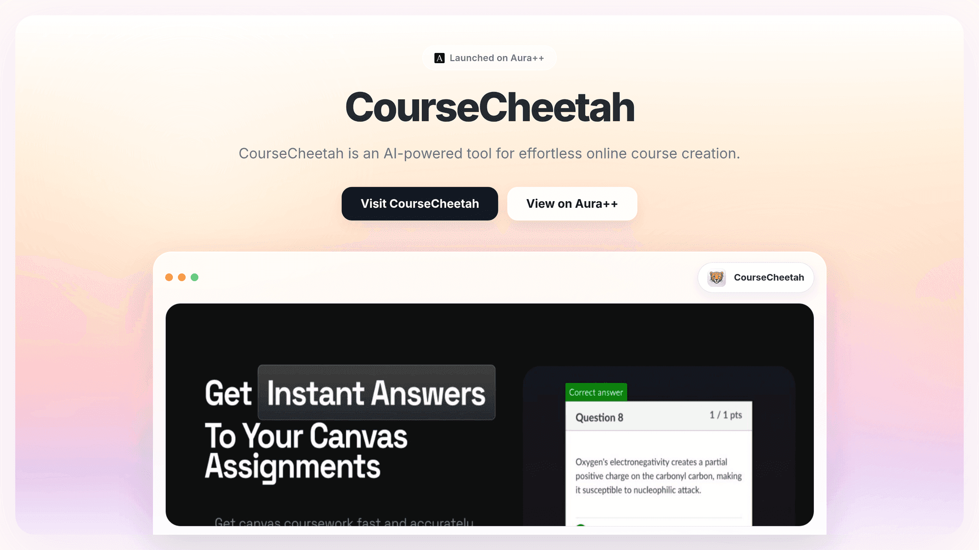 CourseCheetah launch story featured image on Aura++