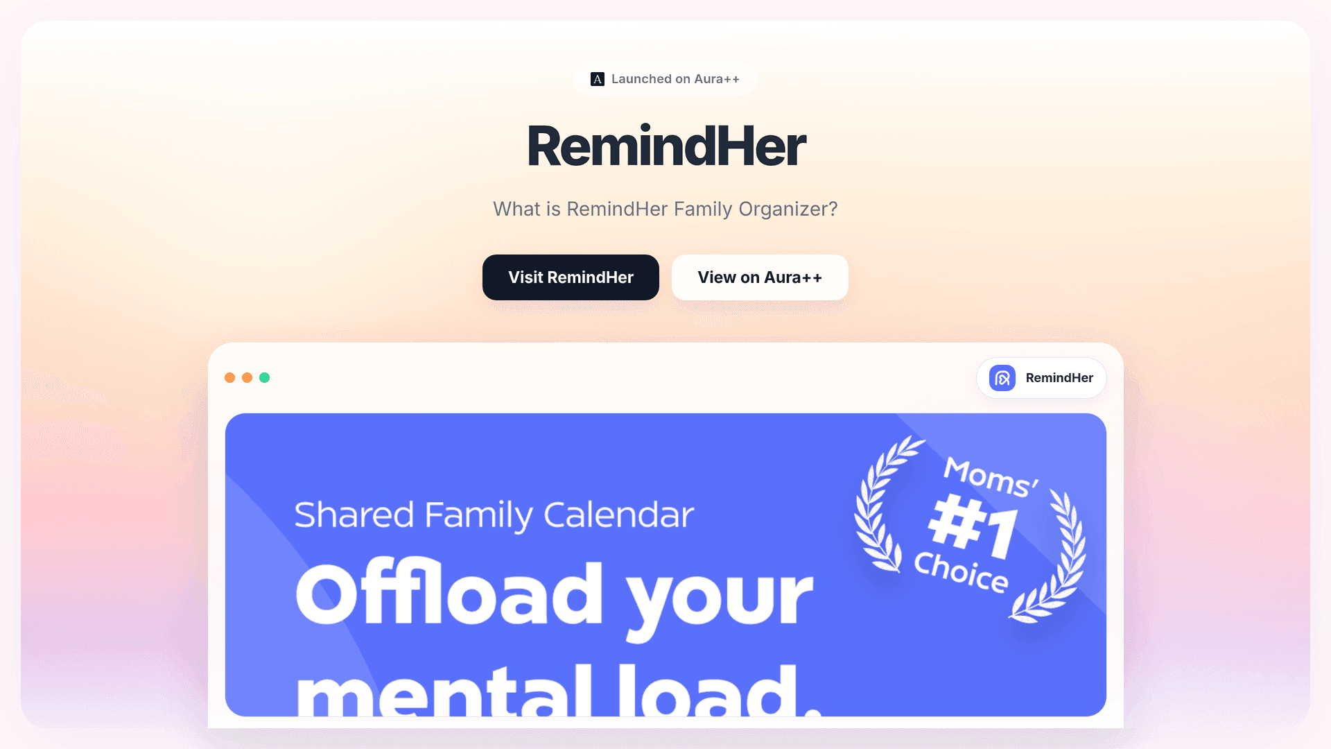 RemindHer launch story featured image on Aura++