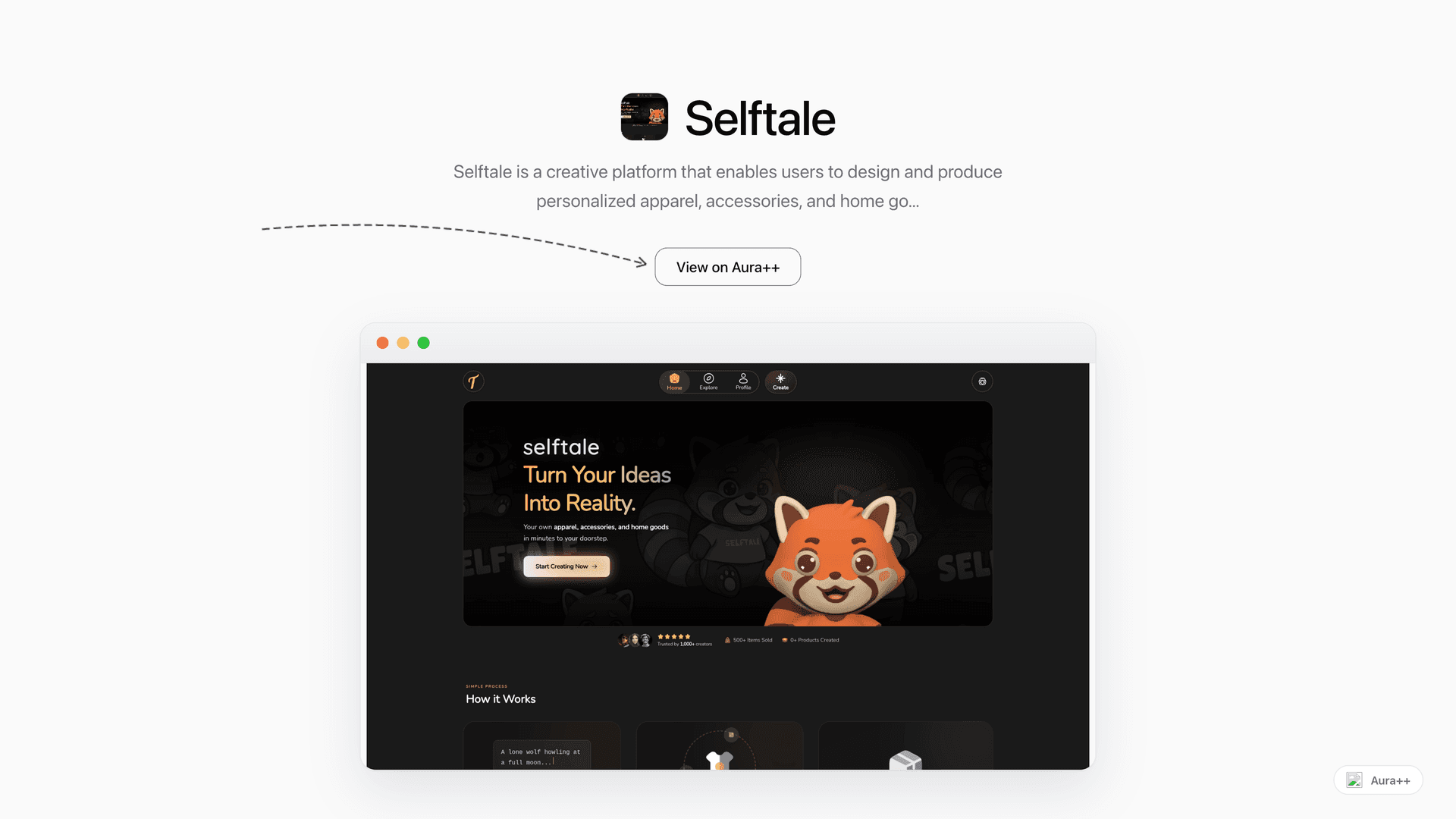 Selftale: Custom Apparel & Goods Platform launch story featured image on Aura++