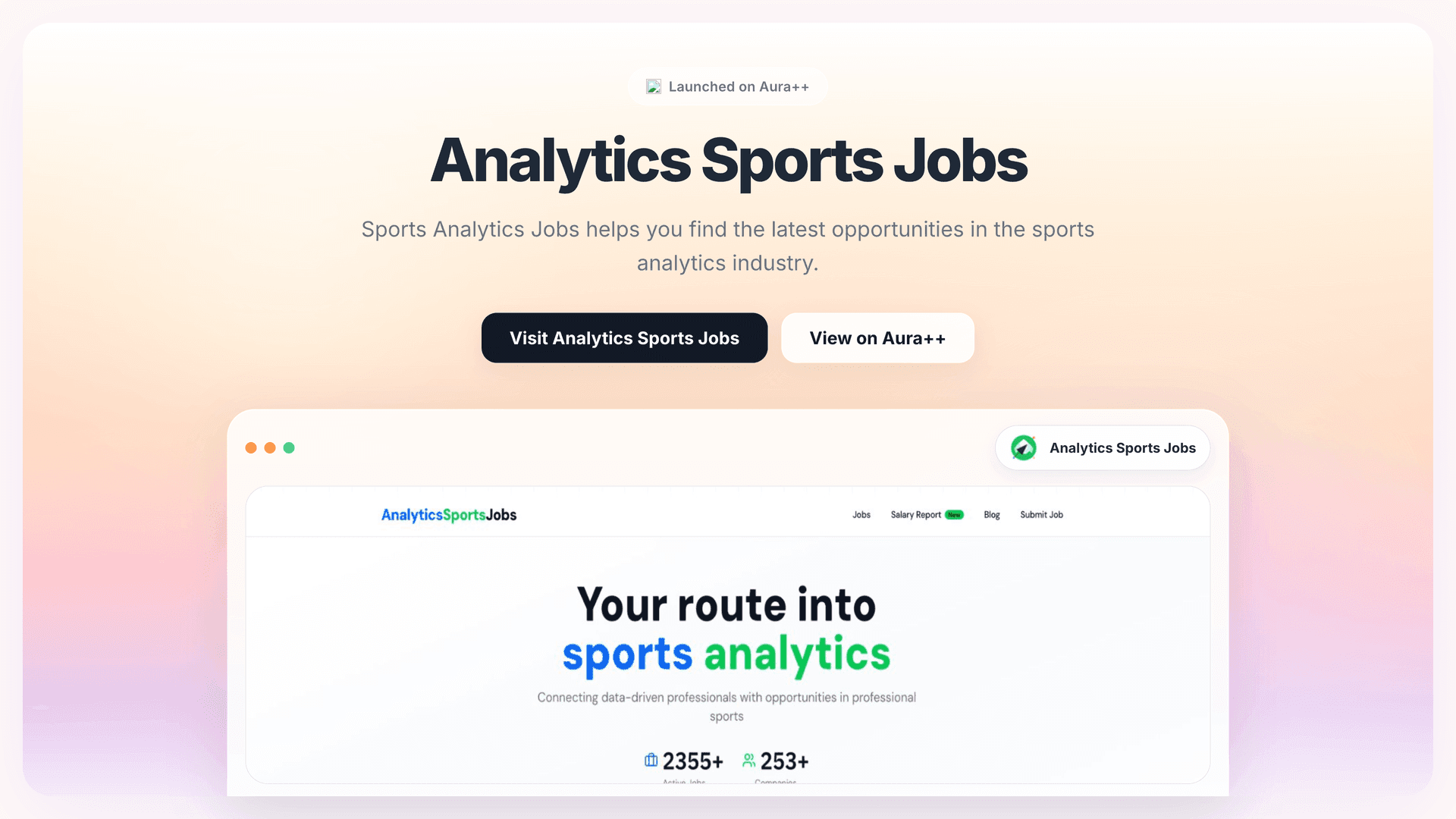 Analytics Sports Jobs launch story featured image on Aura++