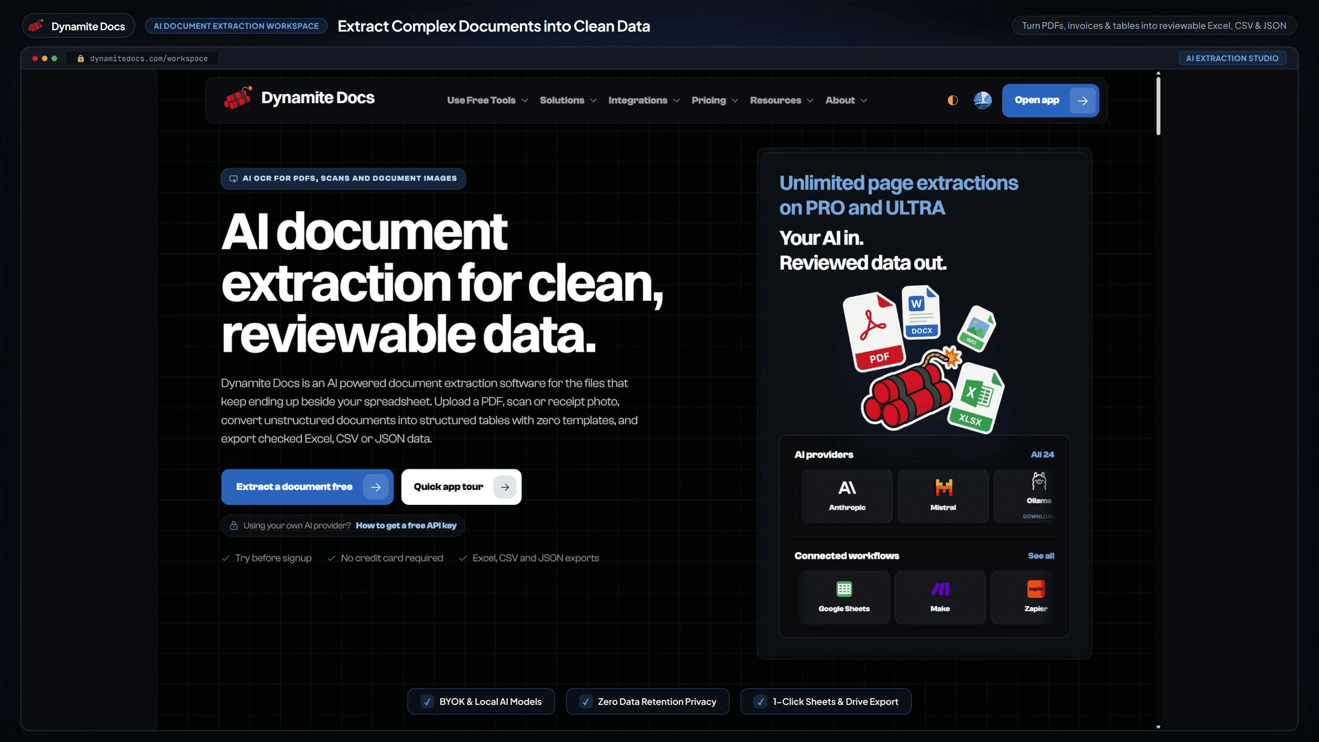 Data Extraction from PDFs to Sheets product preview for startup listing on Aura++