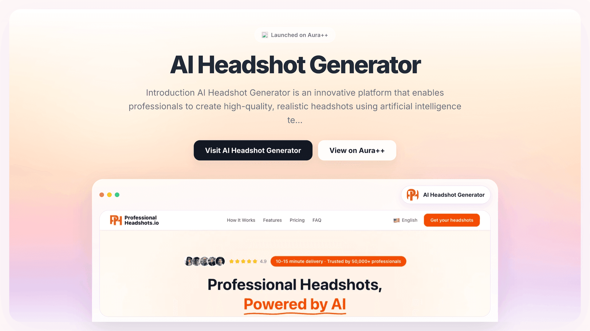 AI Headshot Generator launch story featured image on Aura++
