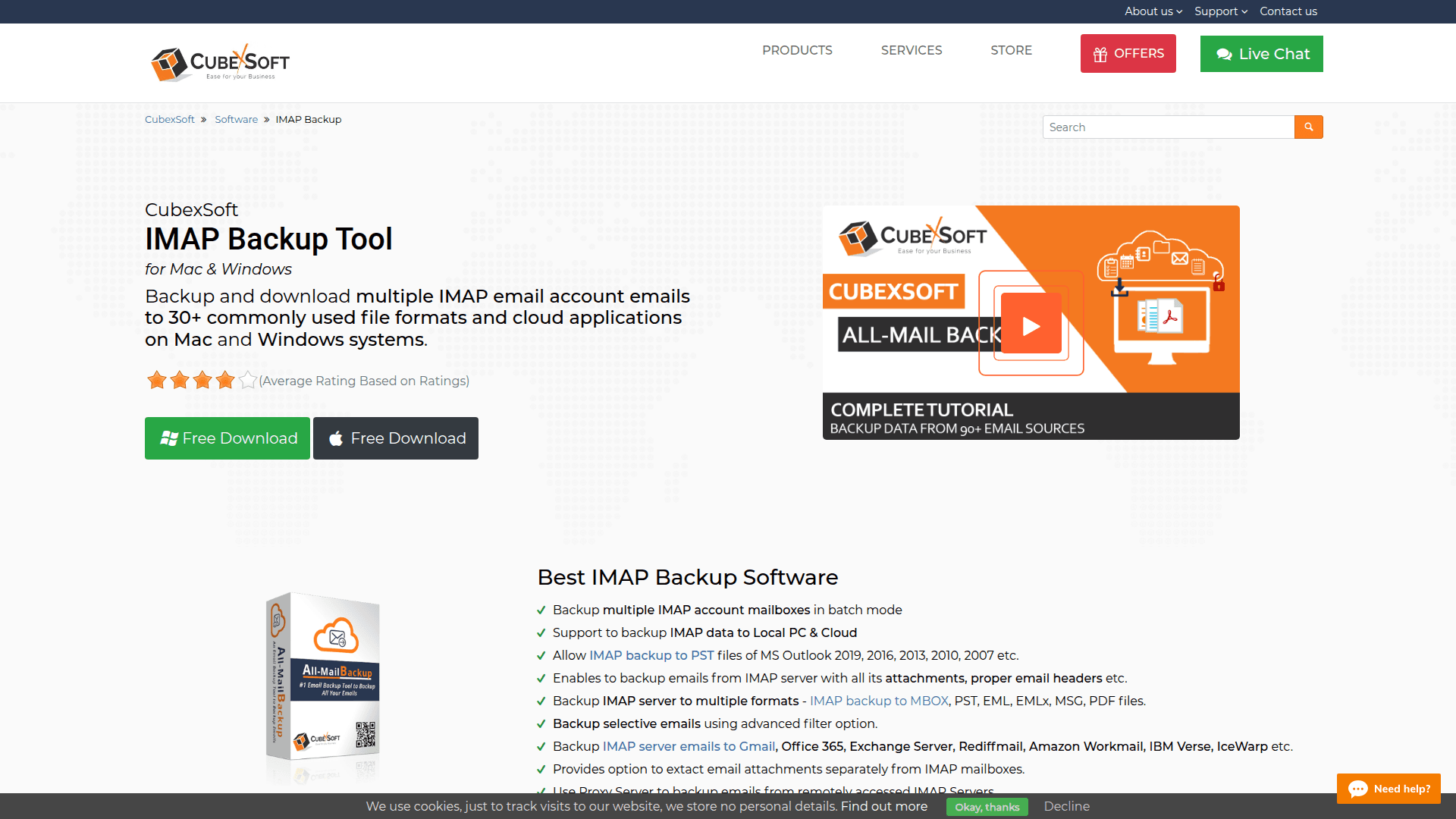 IMAP Email Backup & Migration Tool product preview for startup listing on Aura++