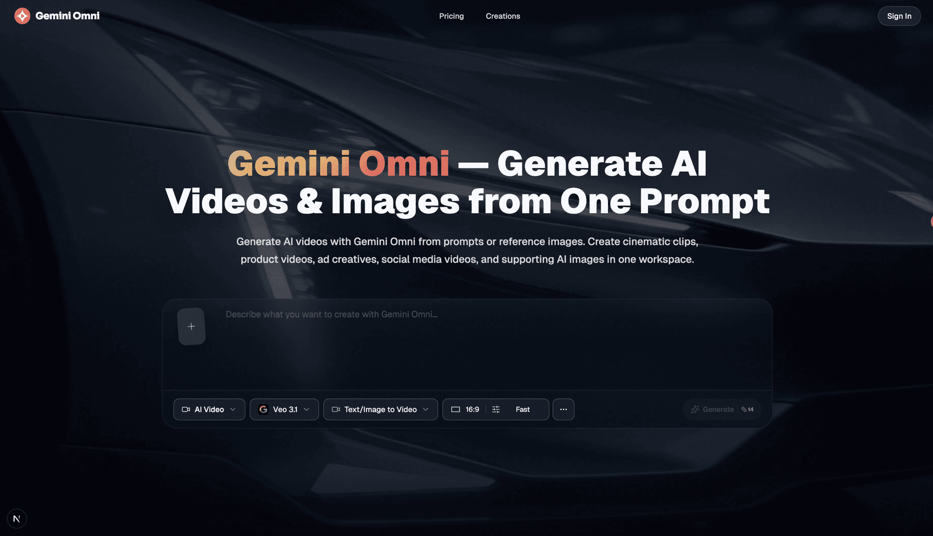 Gemini Omni product preview for startup listing on Aura++