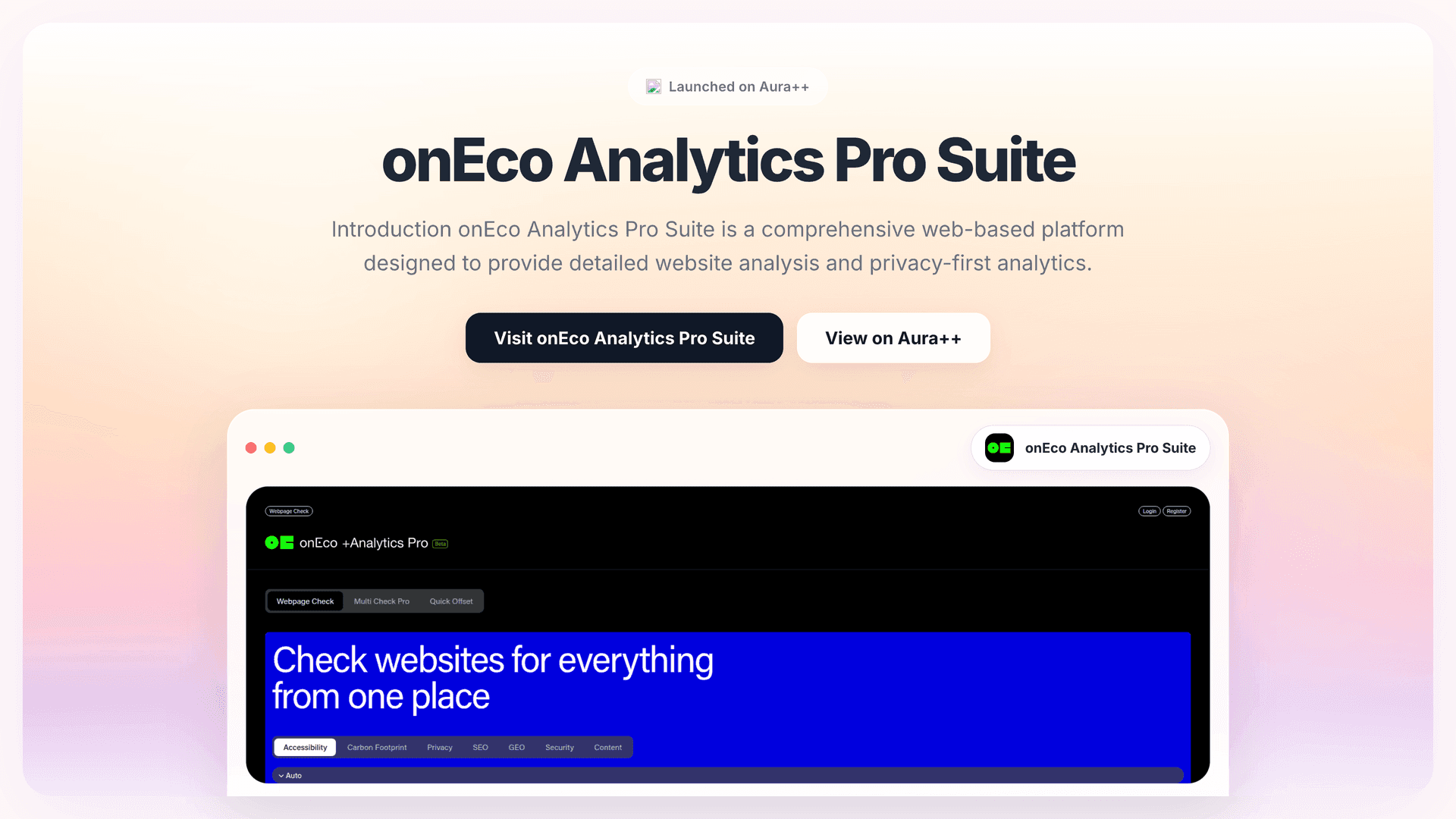onEco Analytics Pro Suite launch story featured image on Aura++