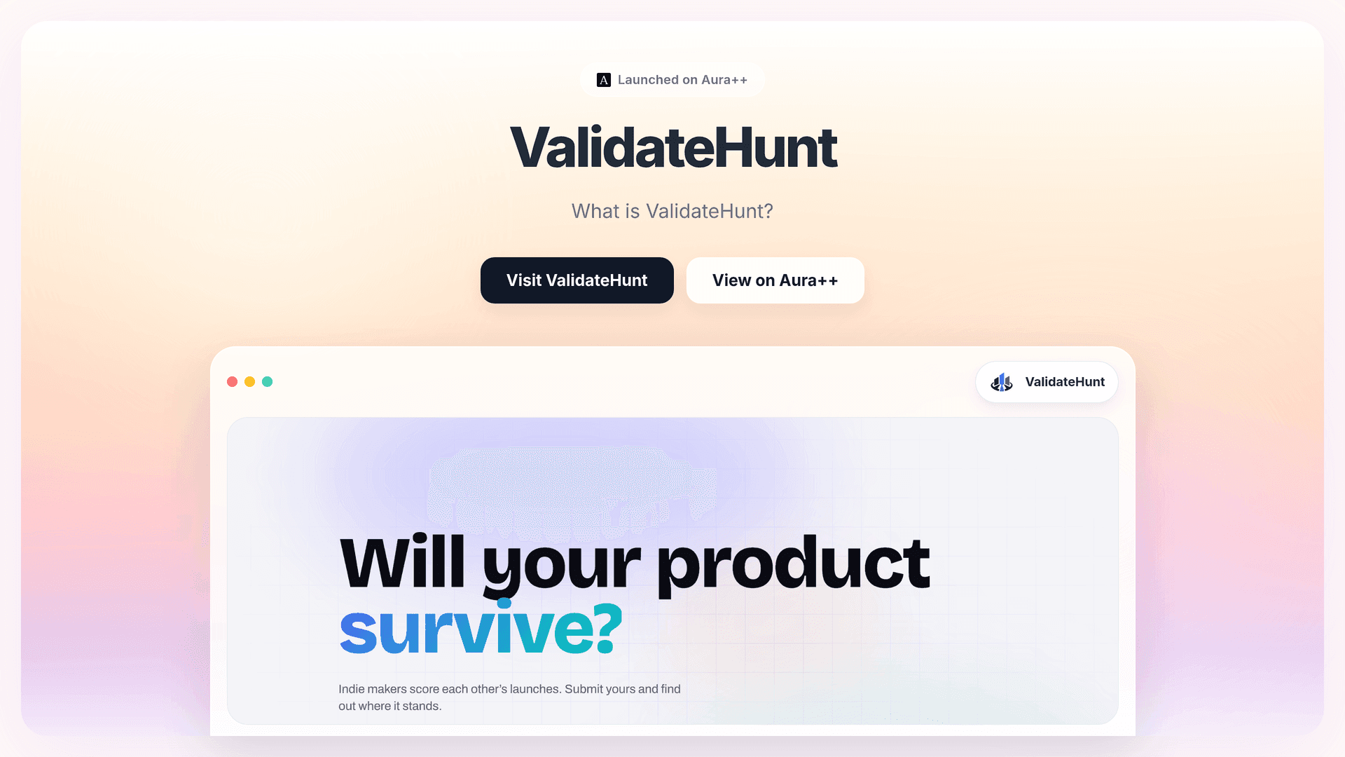 ValidateHunt launch story featured image on Aura++