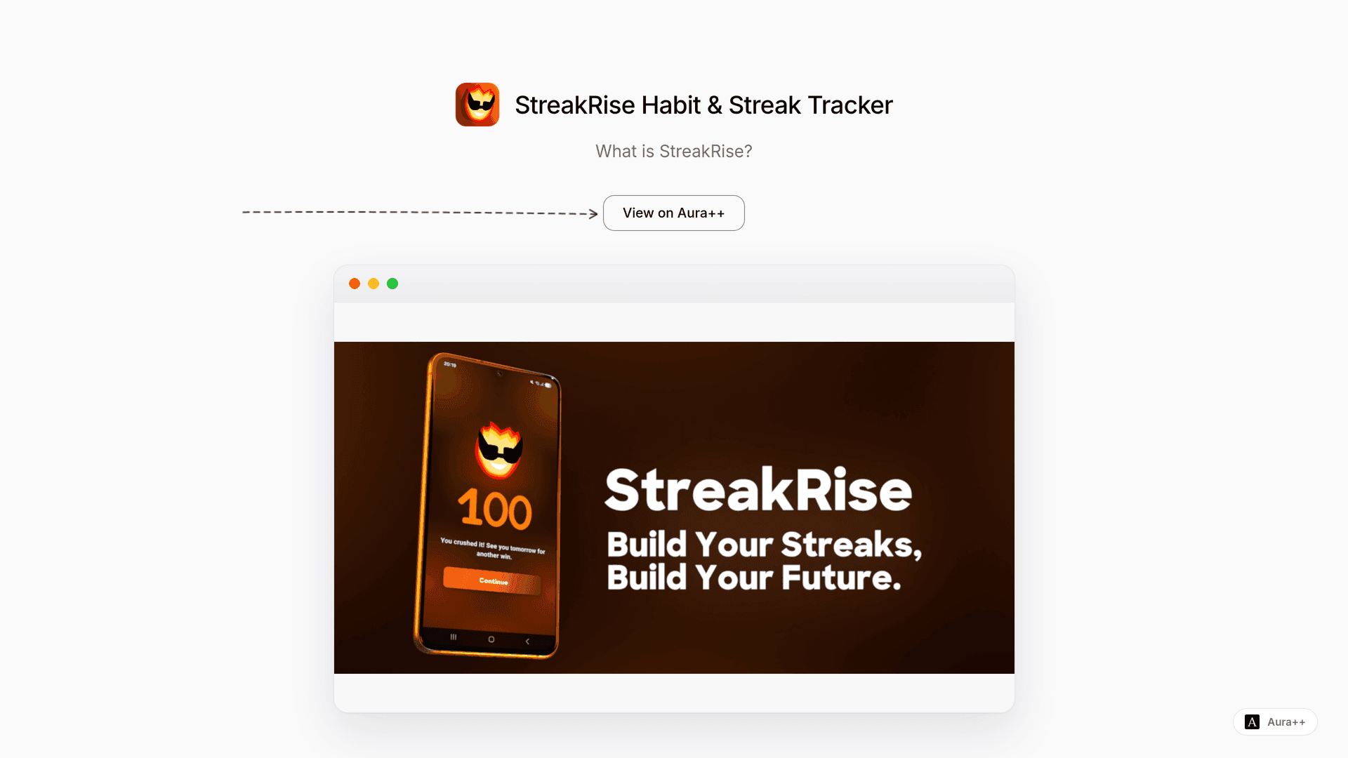 StreakRise Habit & Streak Tracker launch story featured image on Aura++
