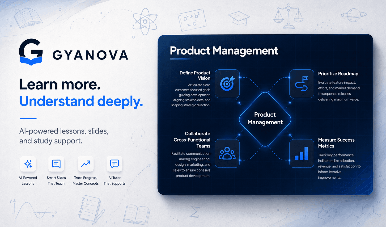 Gyanova: Guided Learning Platform product preview for startup listing on Aura++