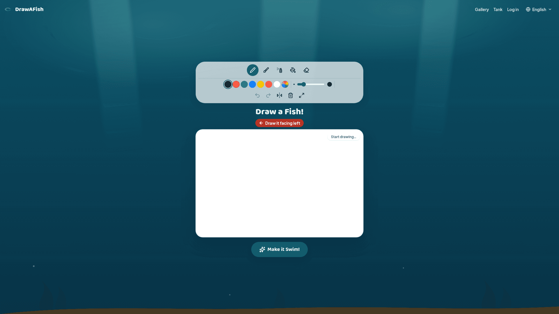 DrawAFish: Shared Online Fish Drawing Game product preview for startup listing on Aura++