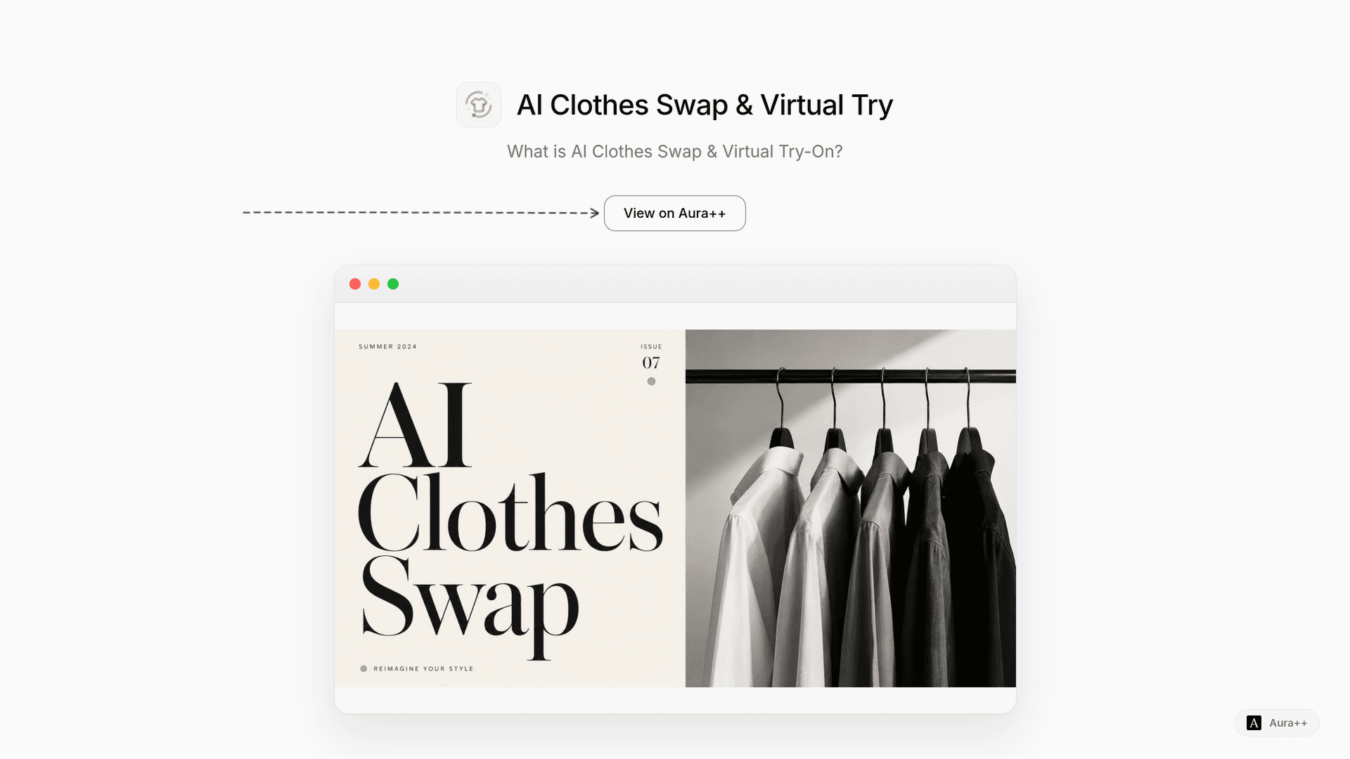 AI Clothes Swap & Virtual Try-On launch story featured image on Aura++
