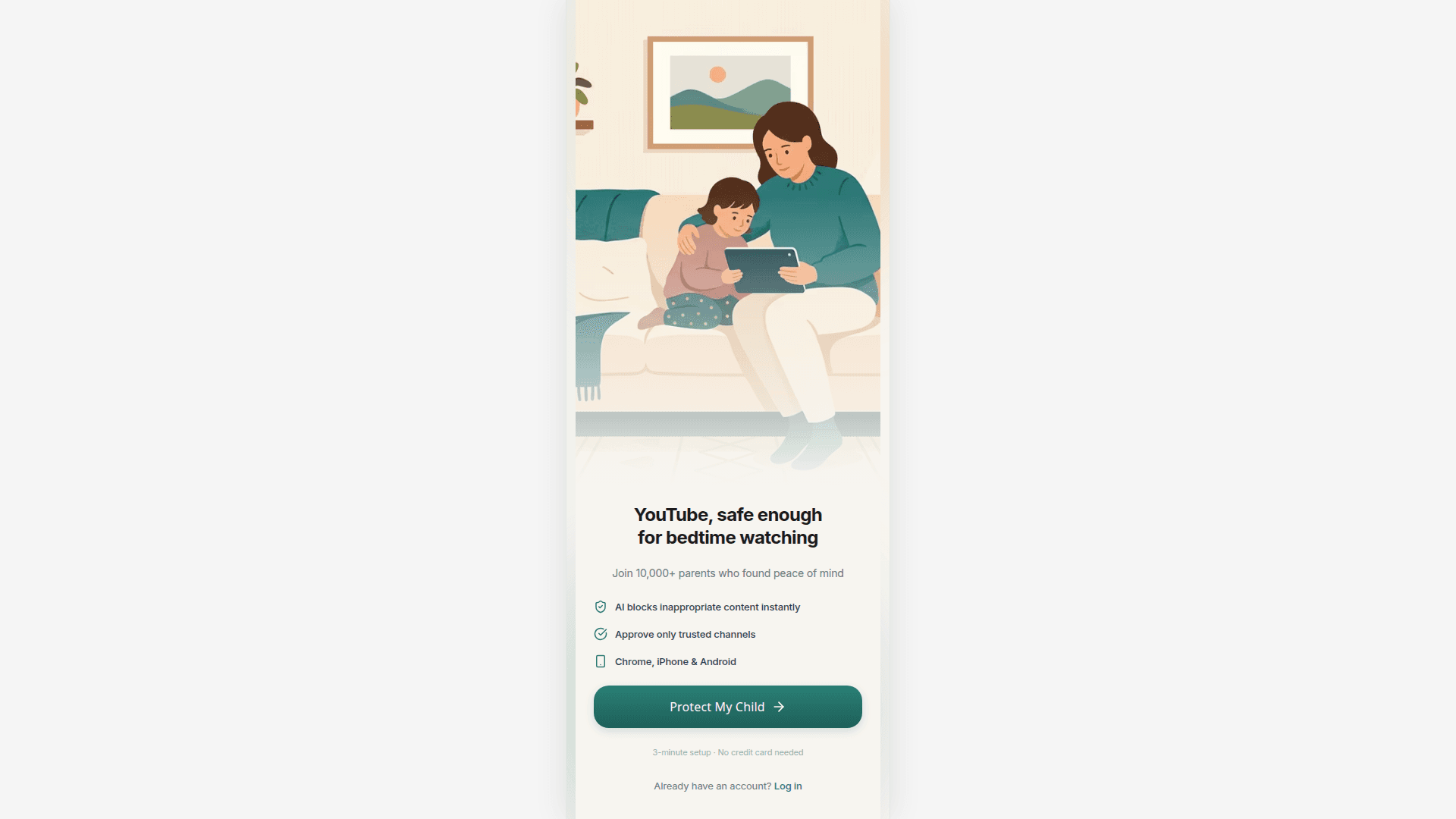 YouTube Content Filtering & Parental Control product preview for startup listing on Aura++