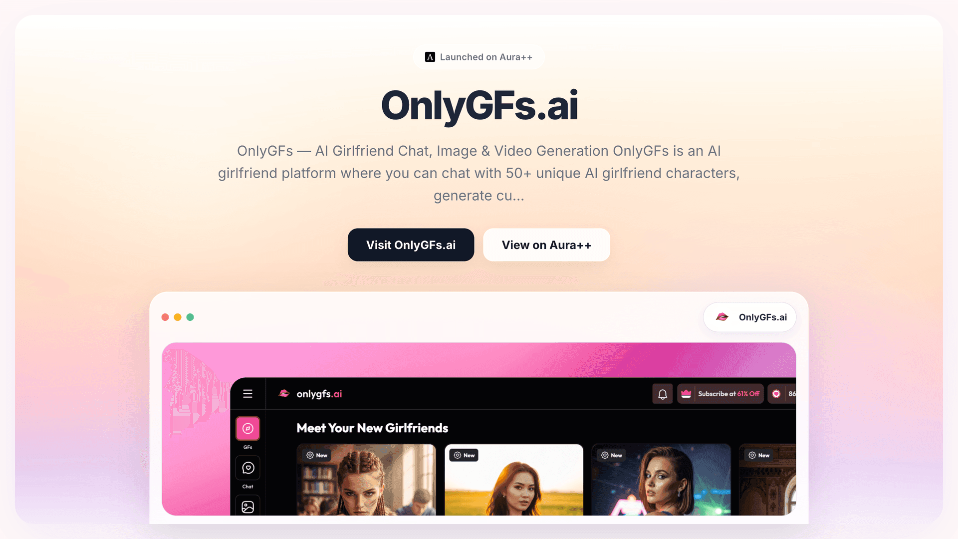 OnlyGFs.ai launch story featured image on Aura++