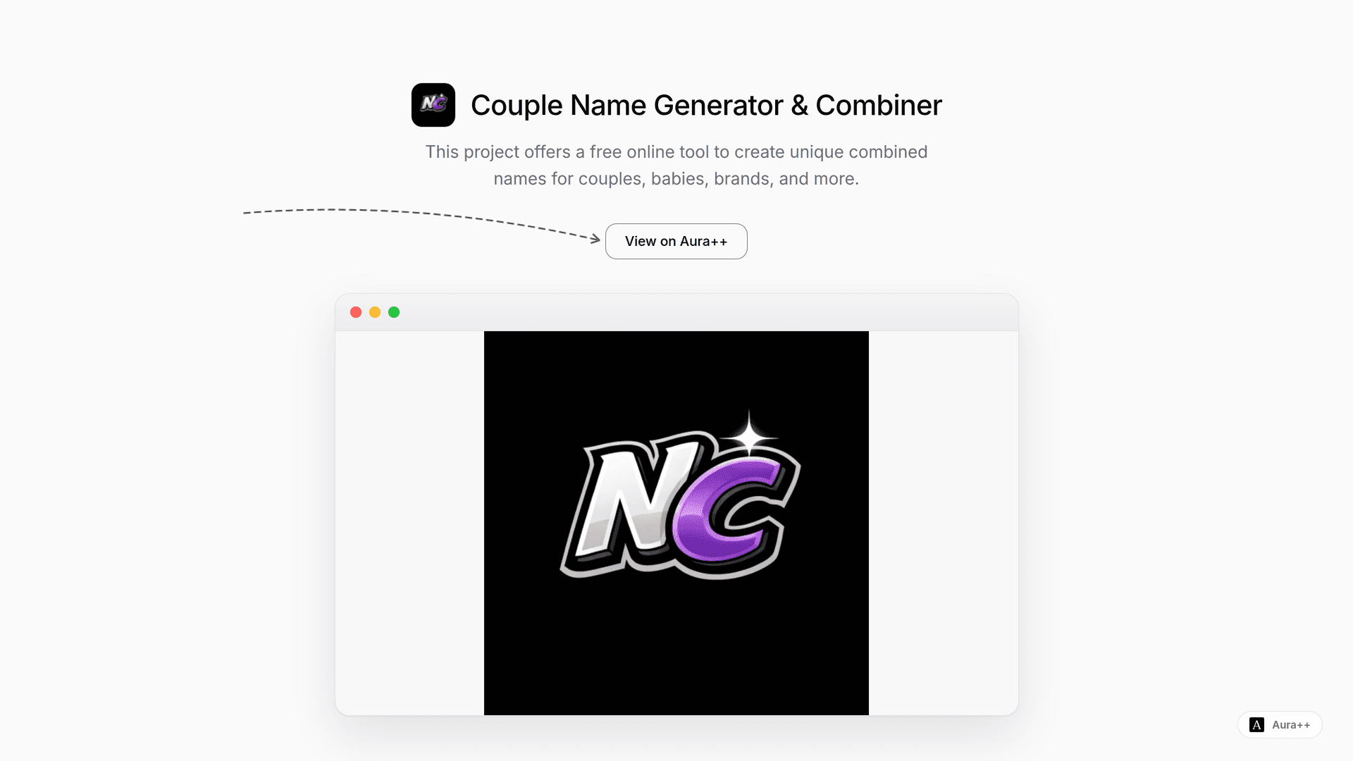 Couple Name Generator & Combiner launch story featured image on Aura++