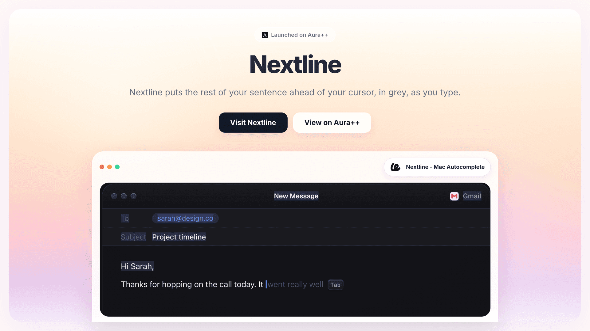Nextline - Mac Autocomplete launch story featured image on Aura++