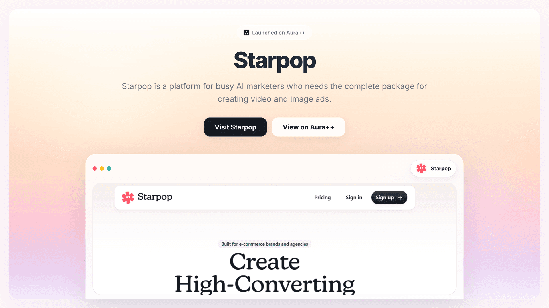 Starpop launch story featured image on Aura++