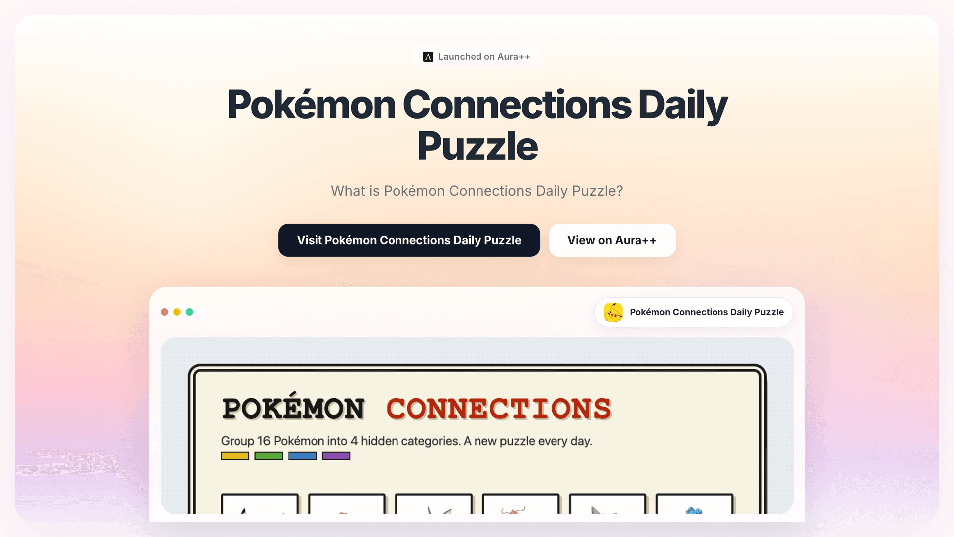 Pokémon Connections Daily Puzzle launch story featured image on Aura++