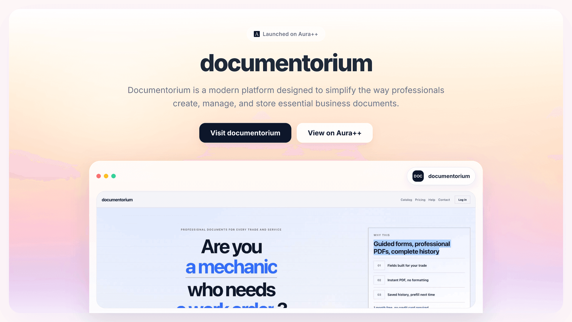 documentorium launch story featured image on Aura++