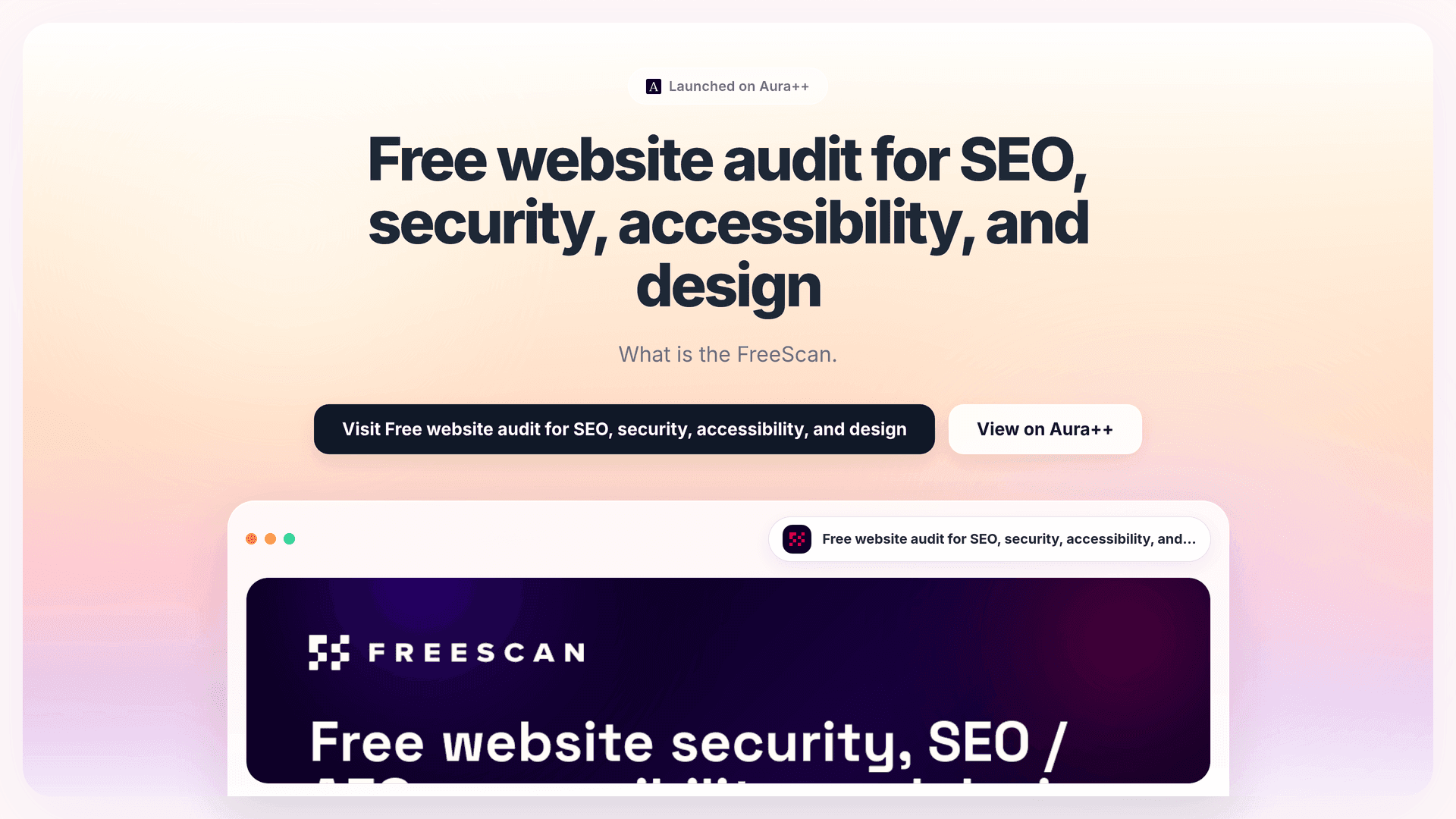 Free website audit for SEO, security, accessibility, and design launch story featured image on Aura++