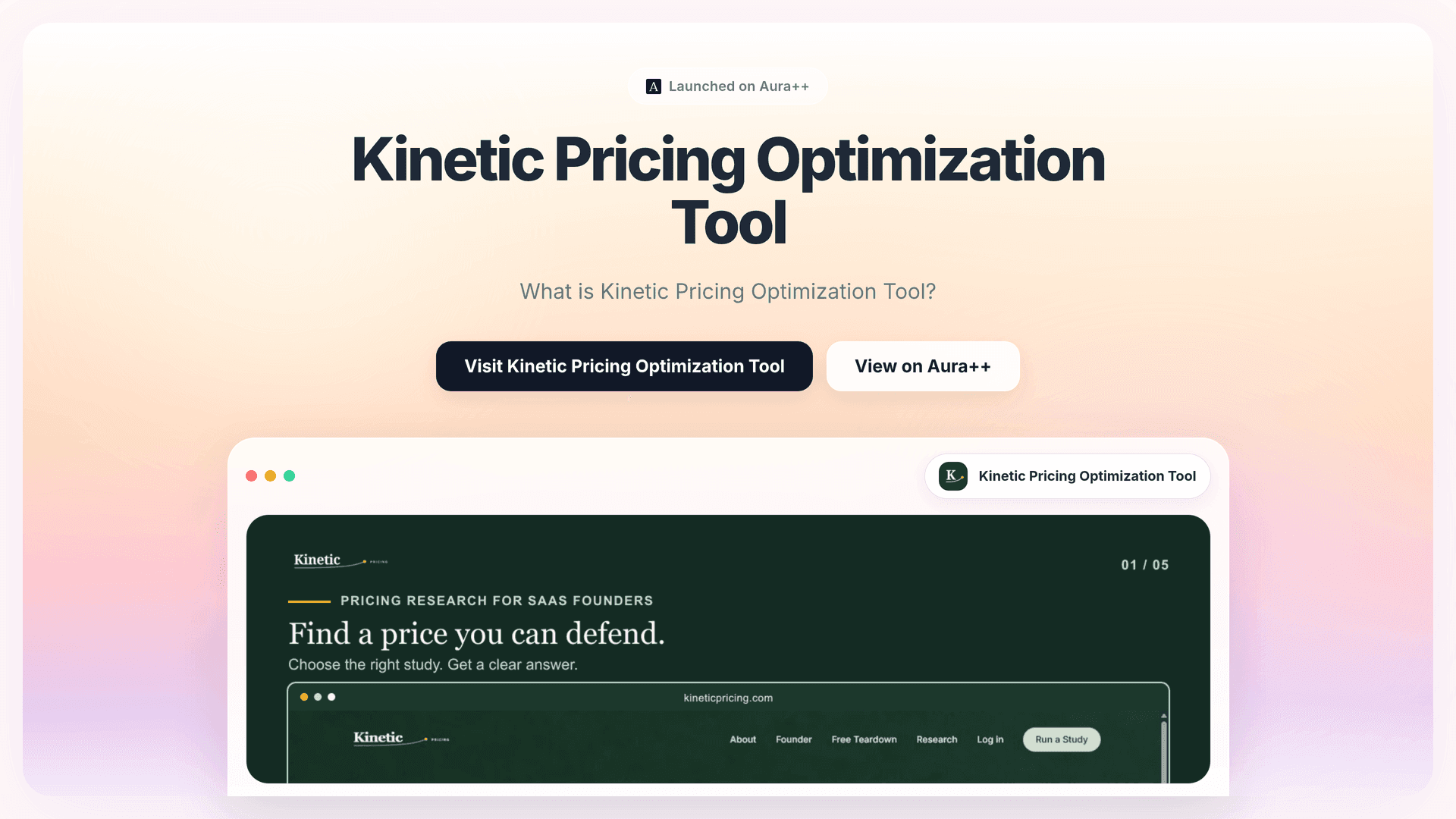 Kinetic Pricing Optimization Tool launch story featured image on Aura++