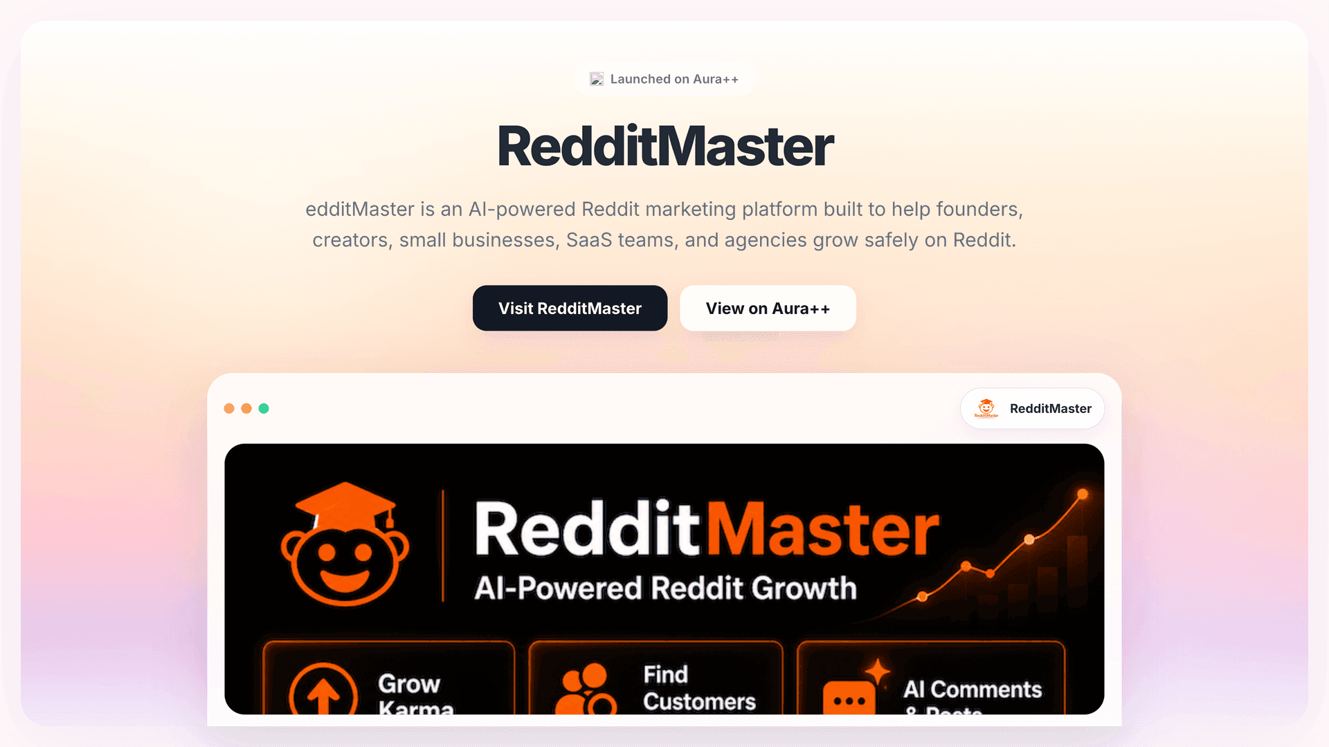 RedditMaster launch story featured image on Aura++
