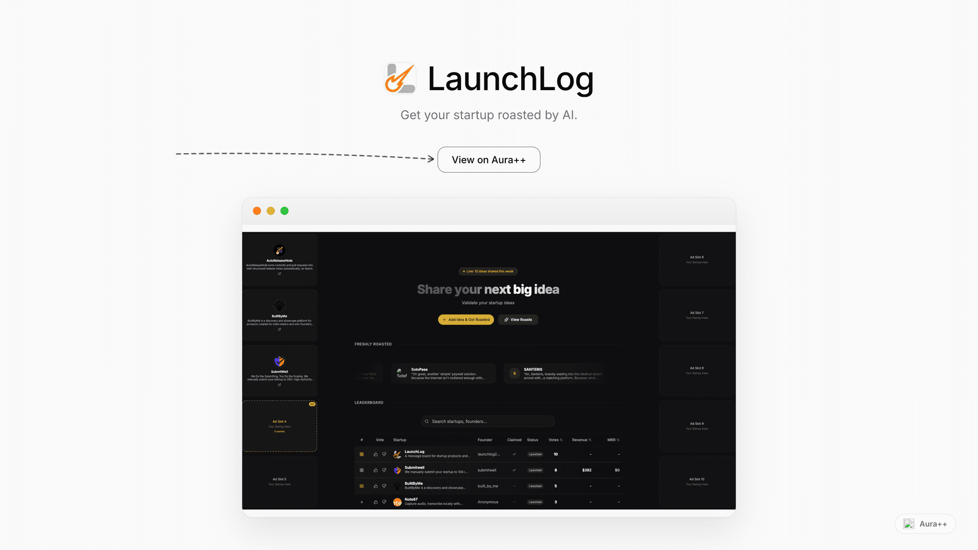 LaunchLog launch story featured image on Aura++