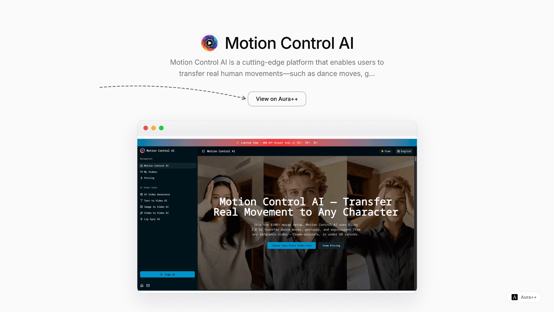 Motion Control AI launch story featured image on Aura++
