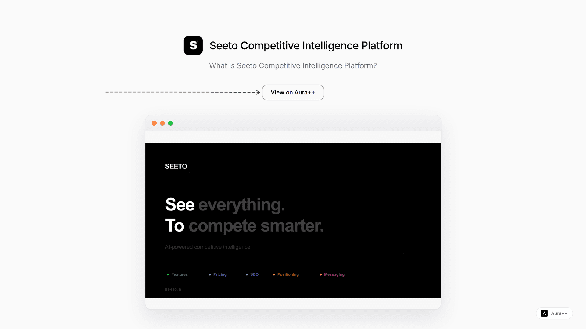 Seeto Competitive Intelligence Platform launch story featured image on Aura++