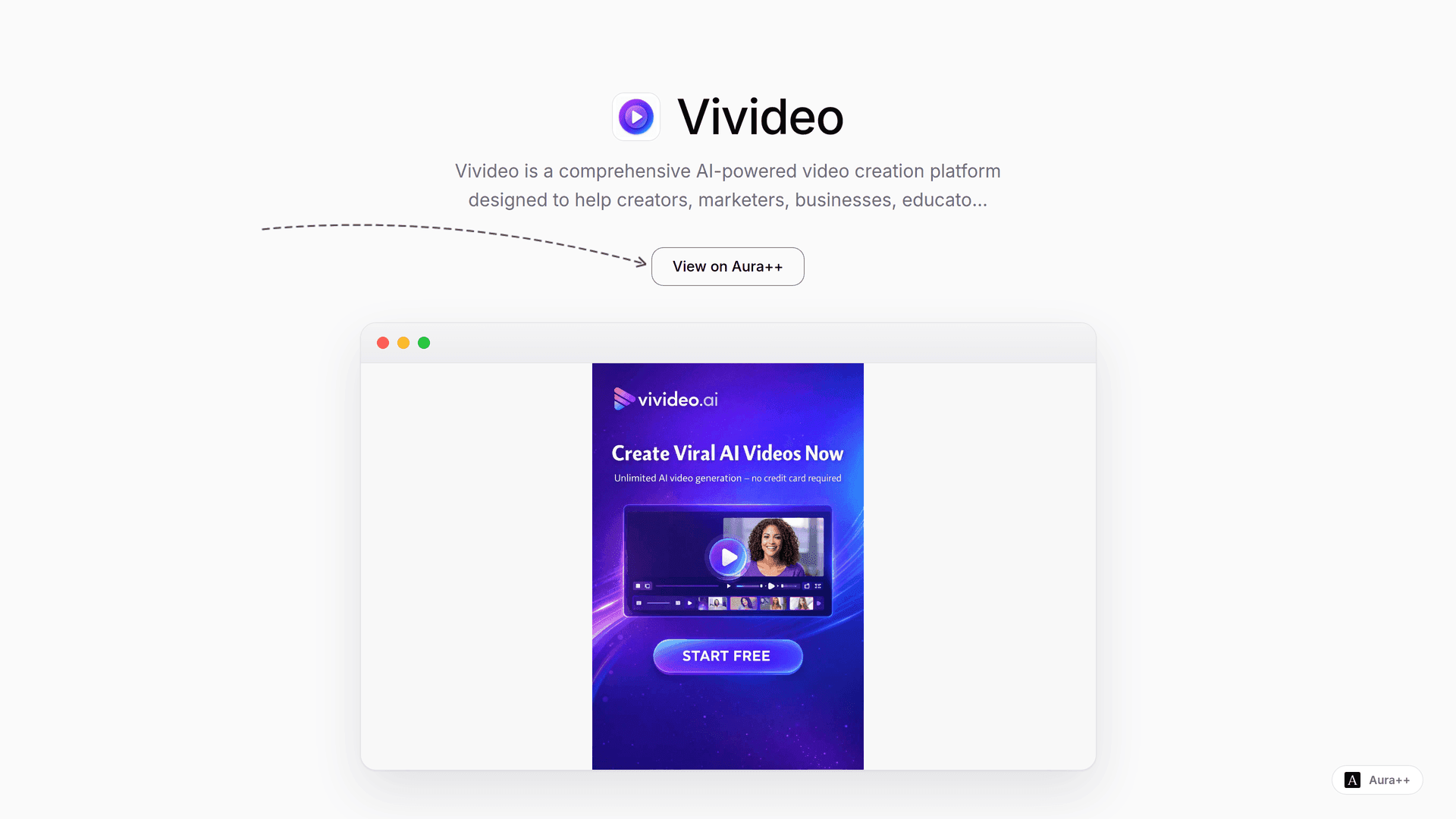 Vivideo launch story featured image on Aura++