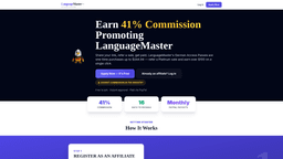 LanguageMaster Affiliate Program startup logo on Aura++