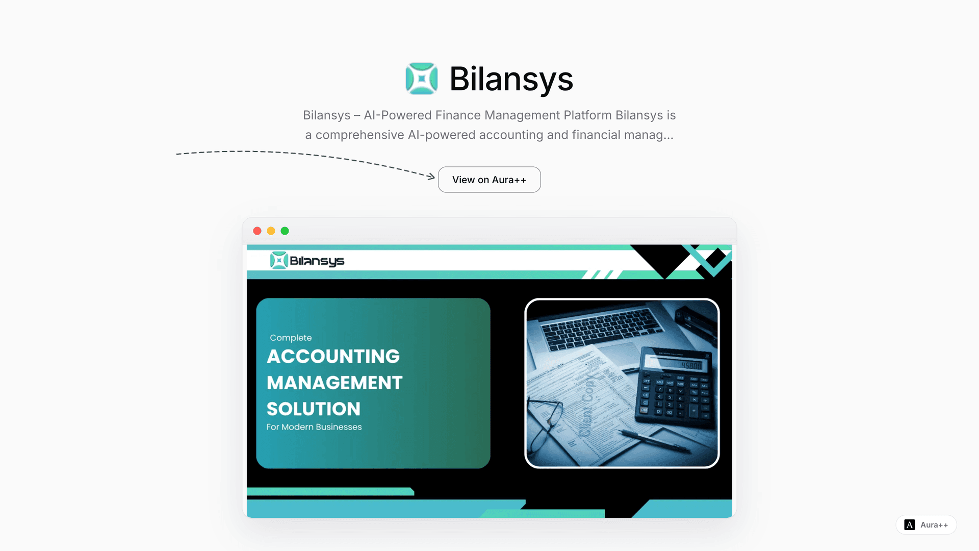 Bilansys: All-in-One Financial Management Software launch story featured image on Aura++