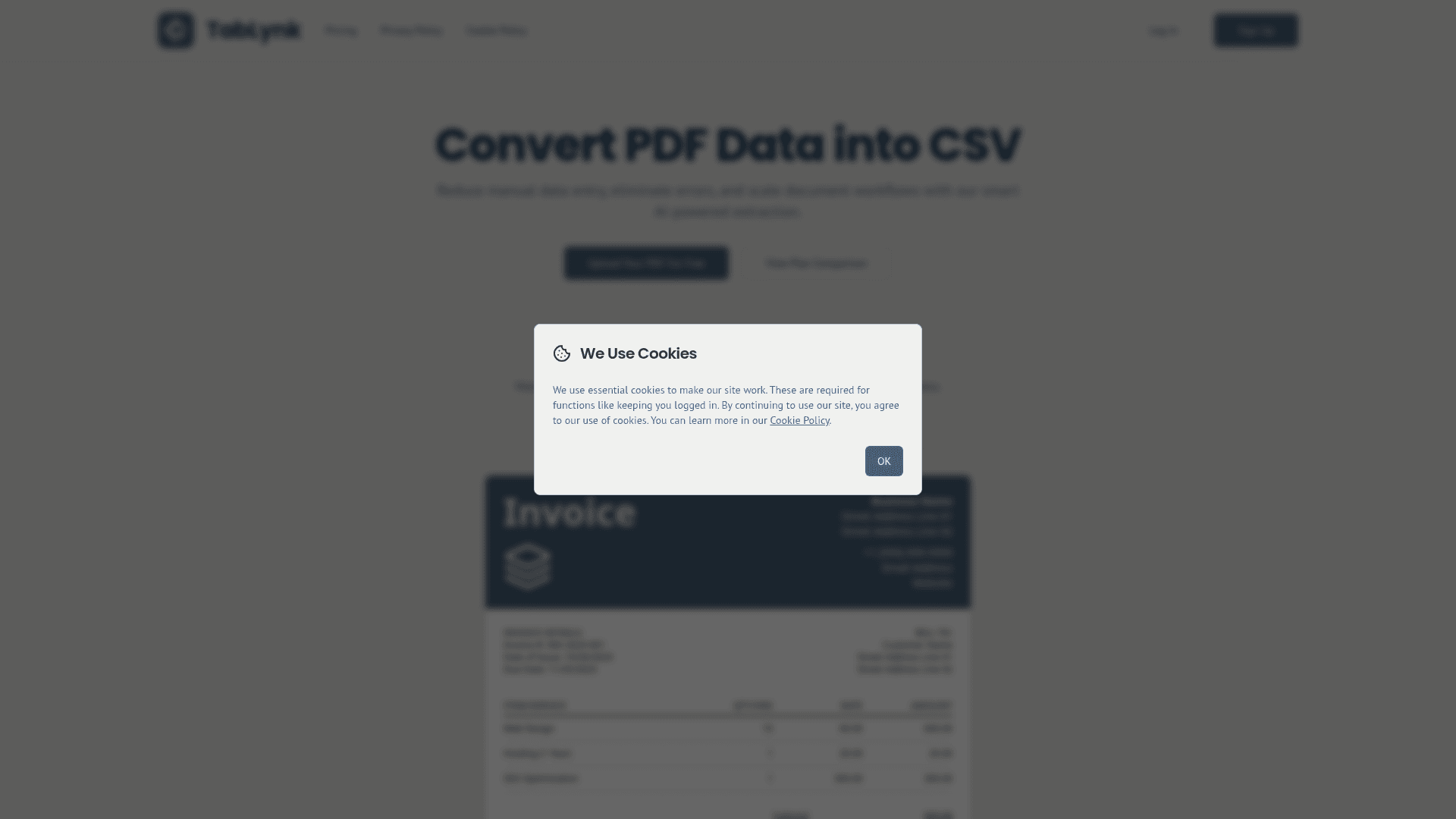 TabLynk AI PDF Data Extractor product preview for startup listing on Aura++