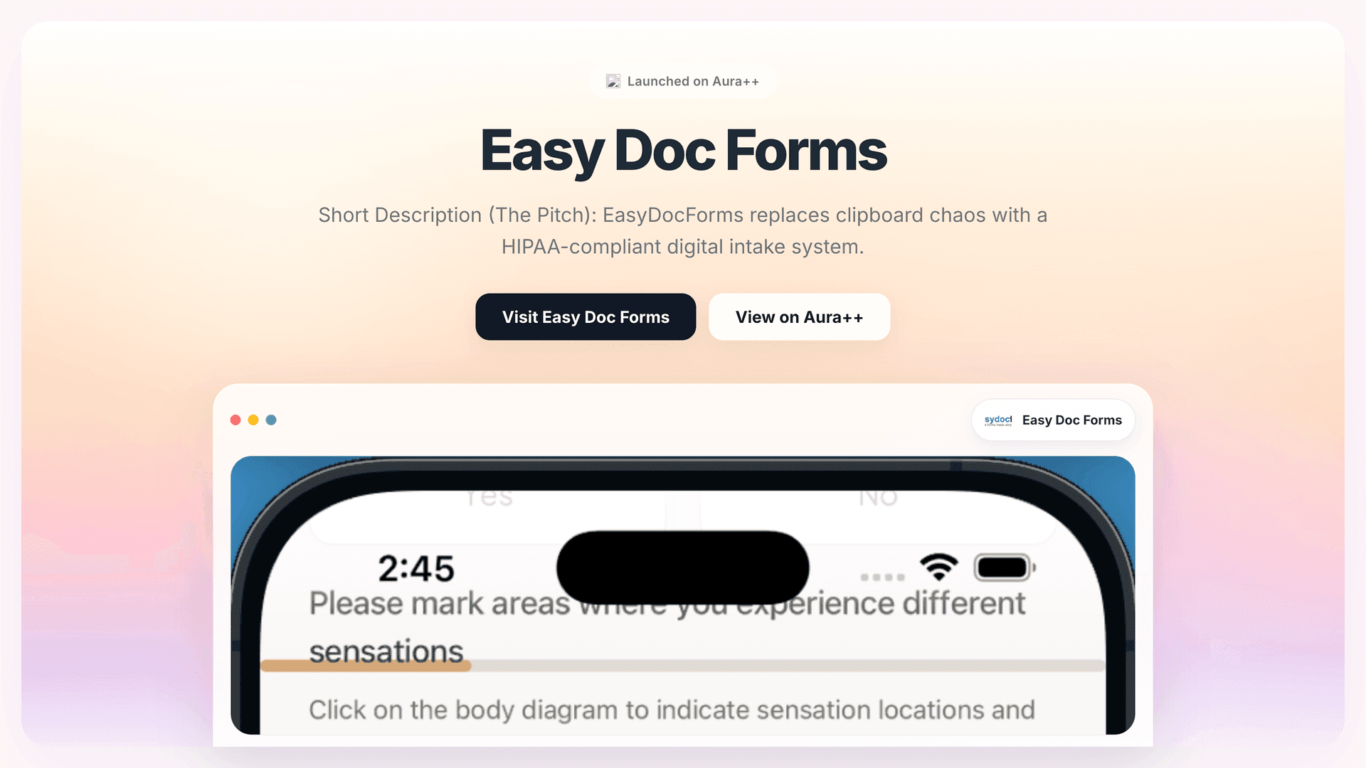 Easy Doc Forms launch story featured image on Aura++