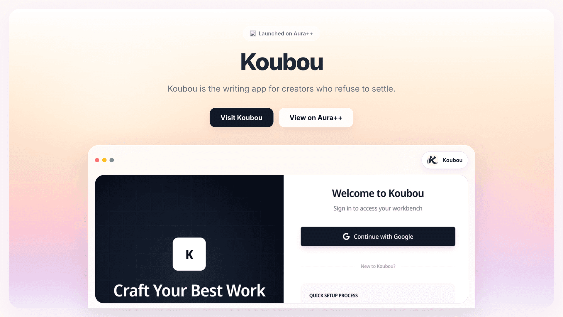 Koubou launch story featured image on Aura++
