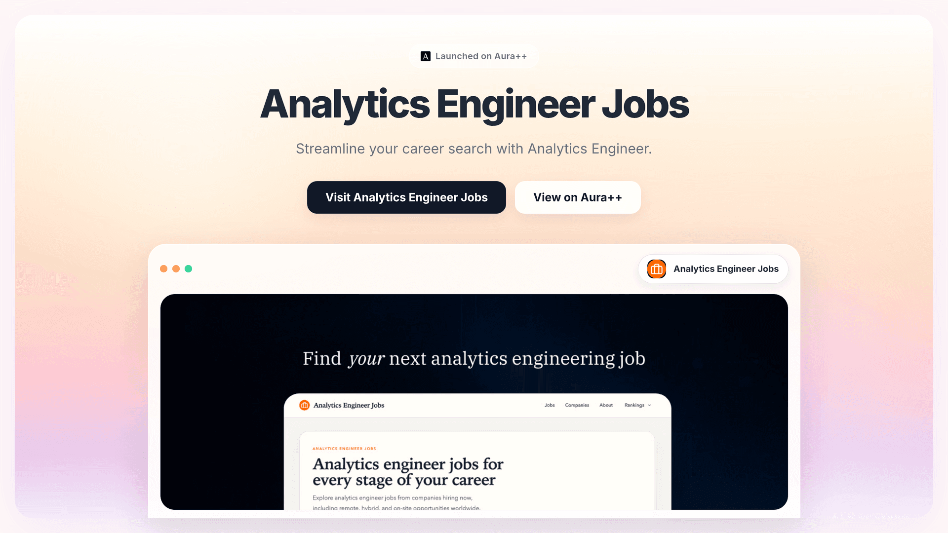 Analytics Engineer Jobs launch story featured image on Aura++