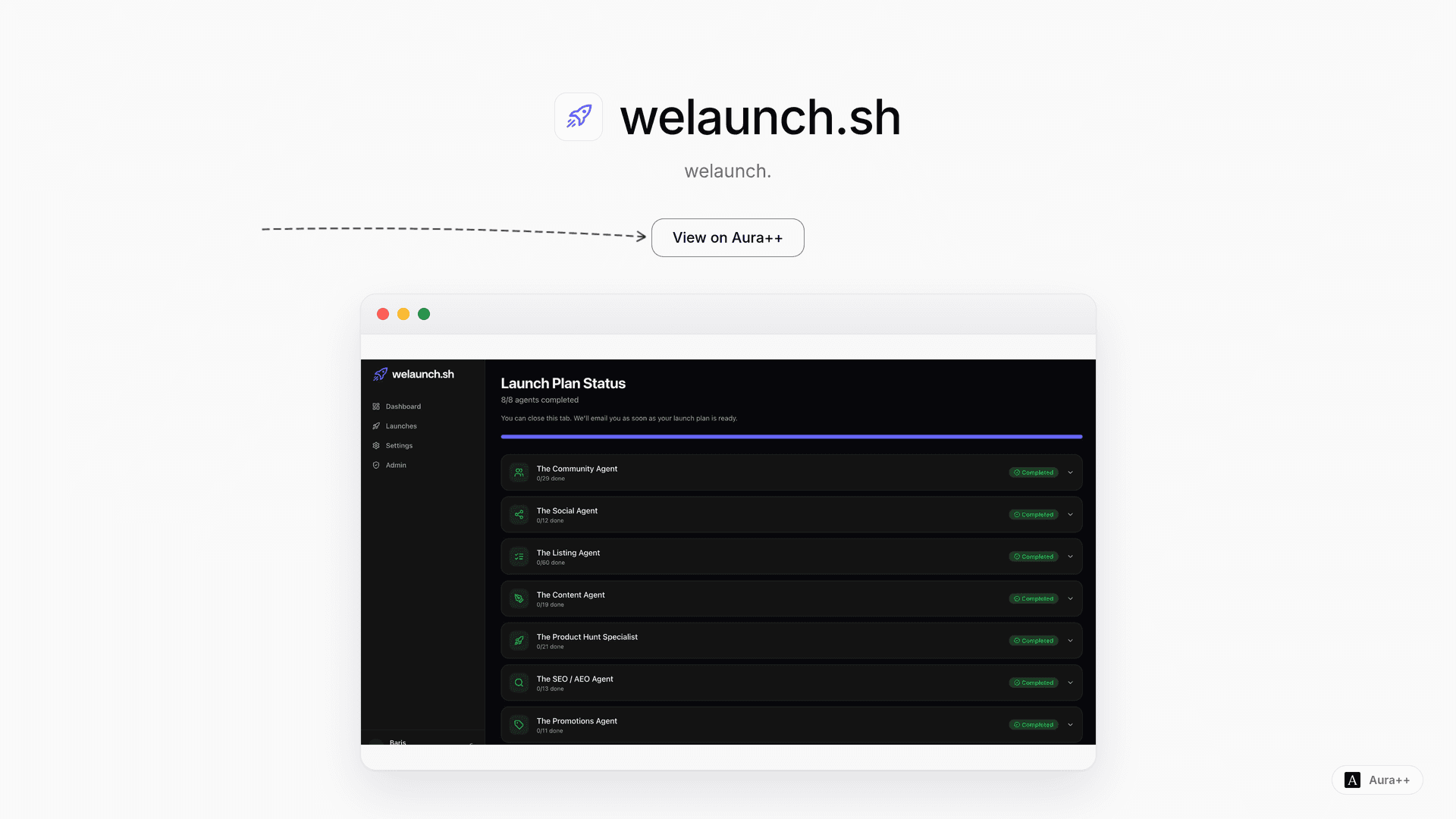 welaunch.sh launch story featured image on Aura++