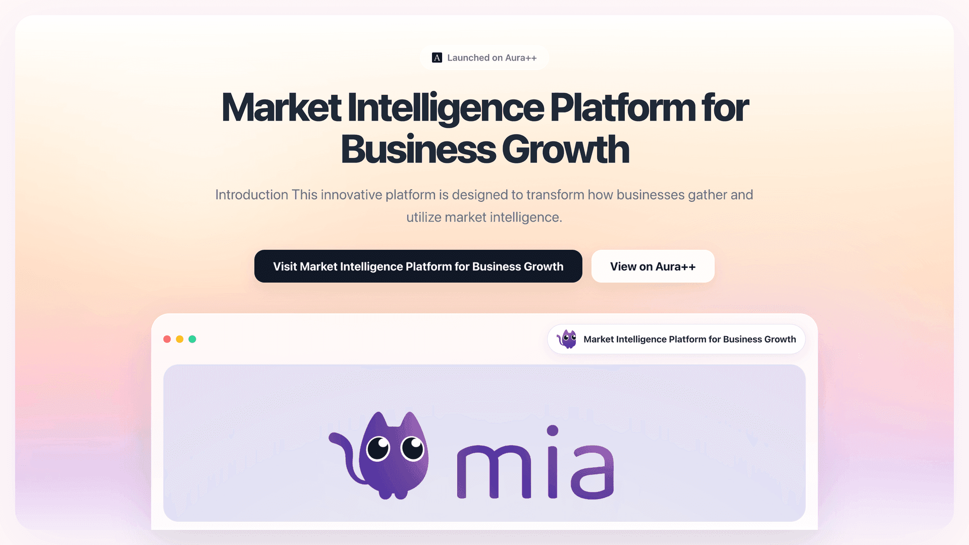 Market Intelligence Platform for Business Growth launch story featured image on Aura++
