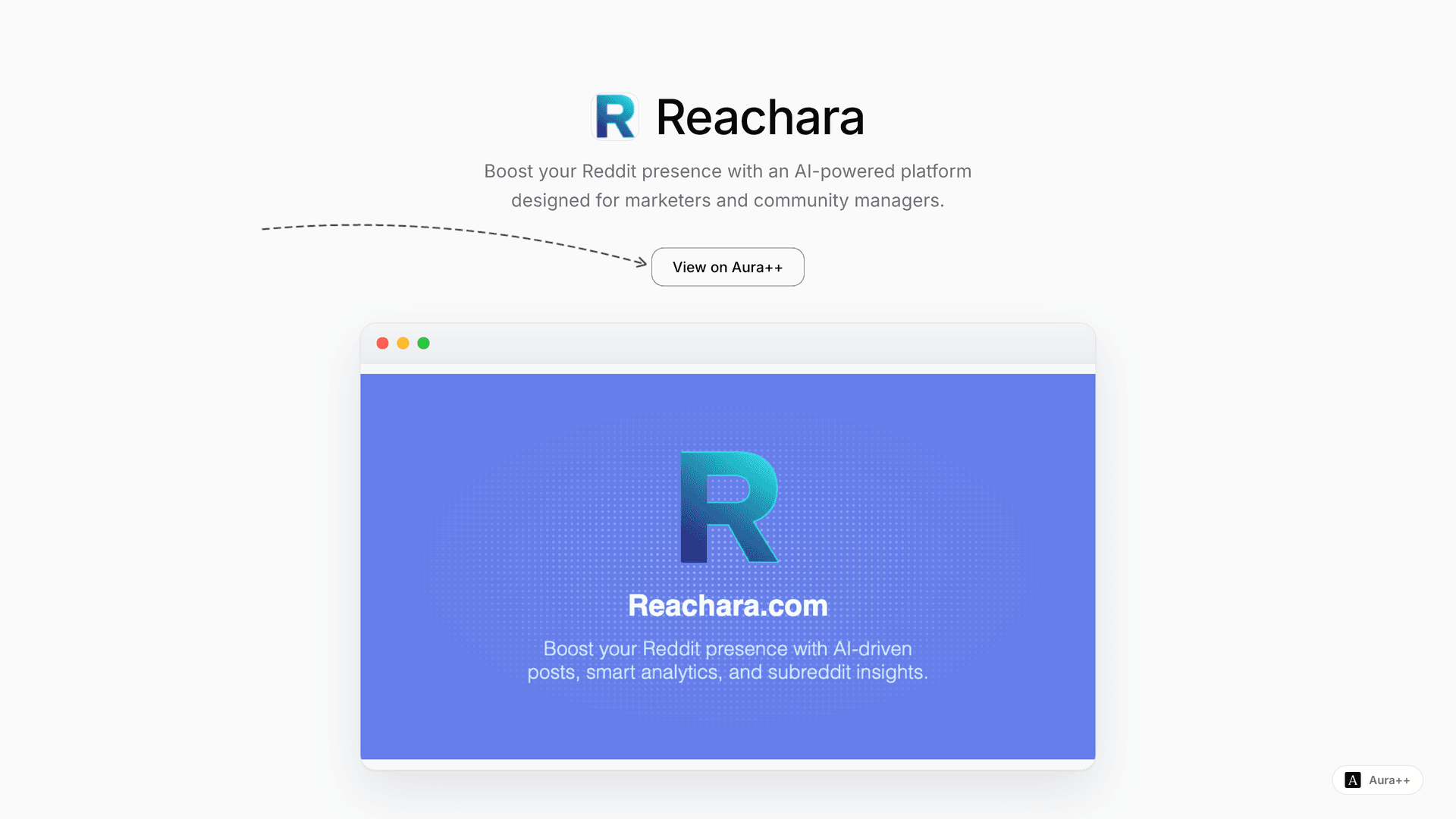 Reachara launch story featured image on Aura++