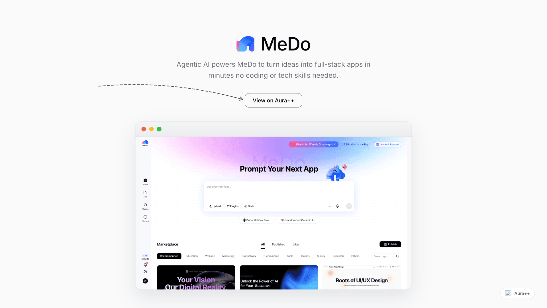 MeDo launch story featured image on Aura++