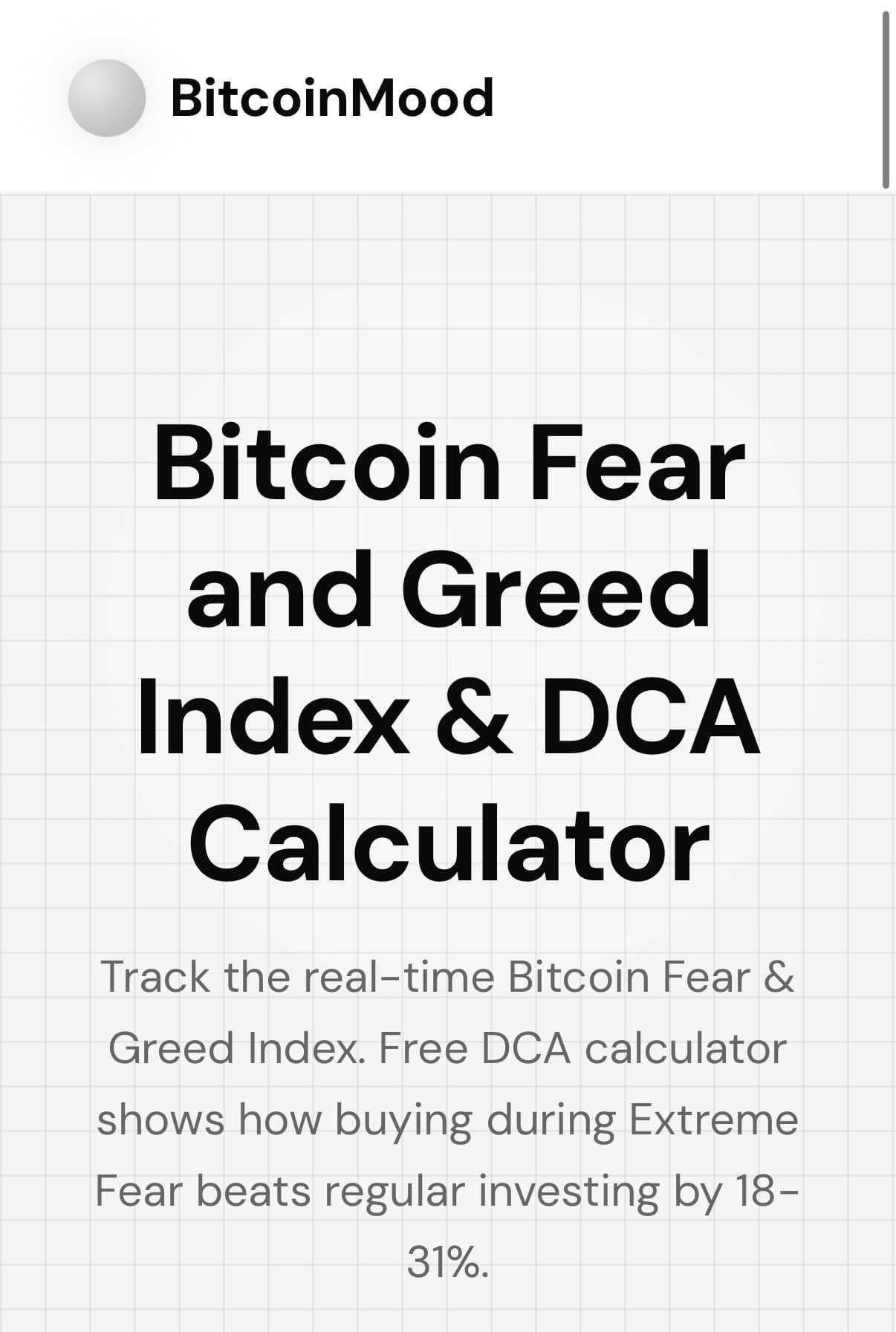 BitcoinMood: Real-Time Sentiment & DCA Tool product preview for startup listing on Aura++