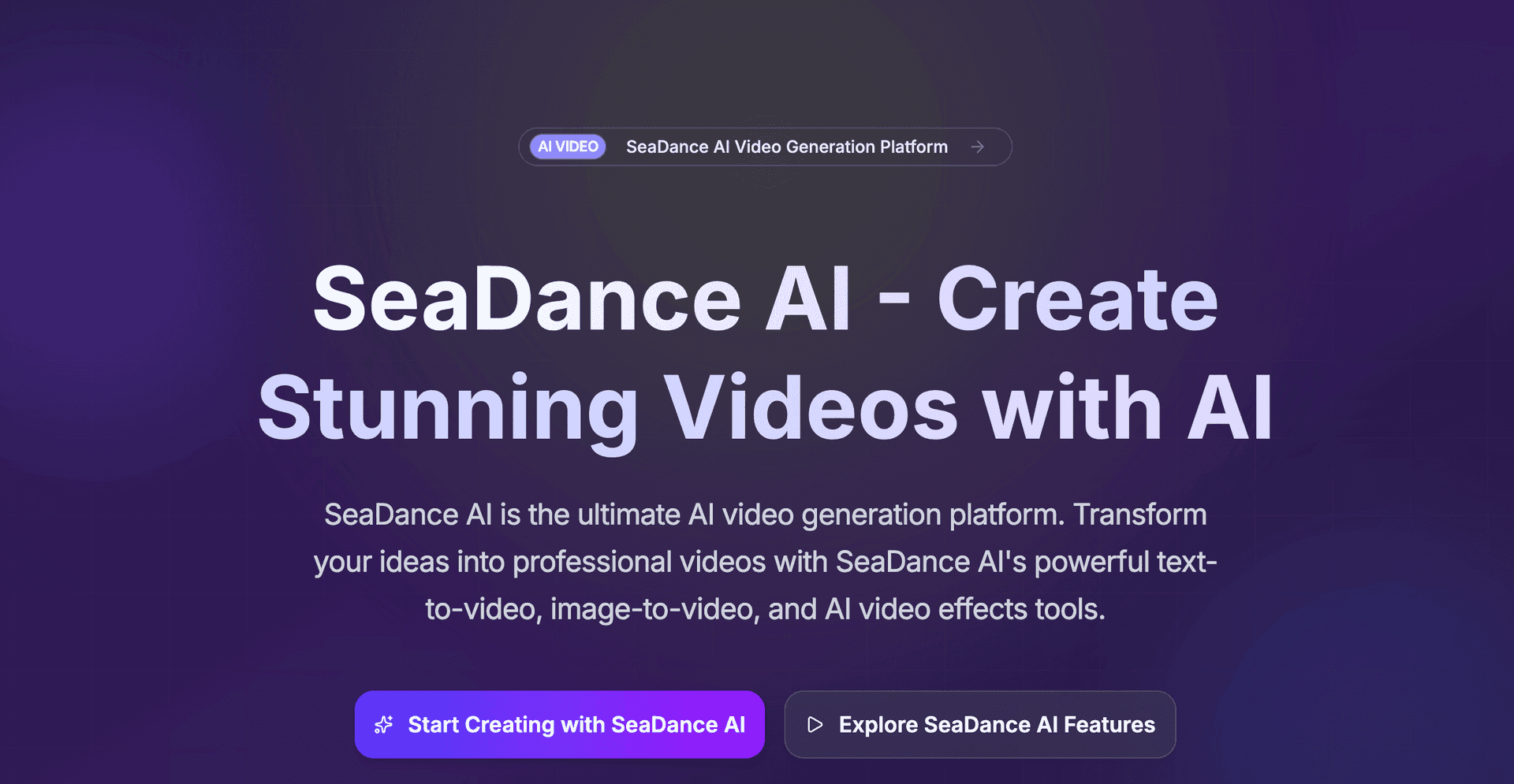 Seadance 2.0 AI Video Generator product preview for startup listing on Aura++
