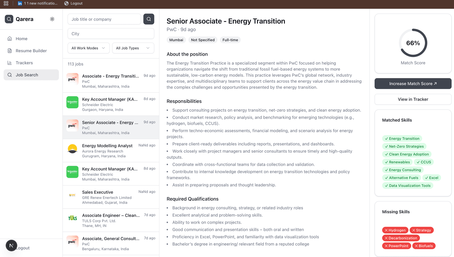 Qarera product preview for startup listing on Aura++