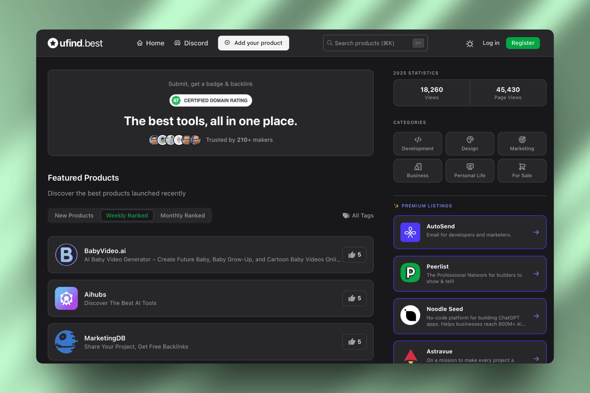 ufind.best - Product Discovery Platform product preview for startup listing on Aura++