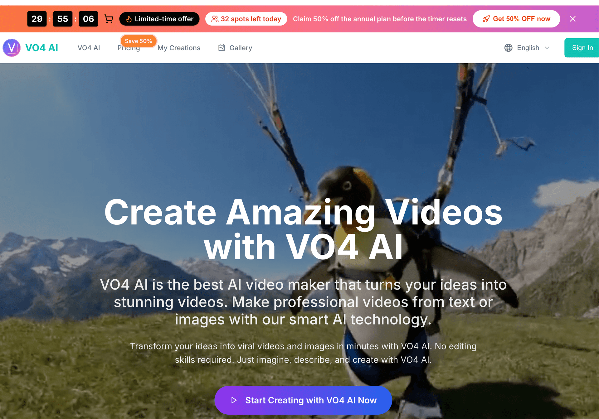 vo4 ai product preview for startup listing on Aura++