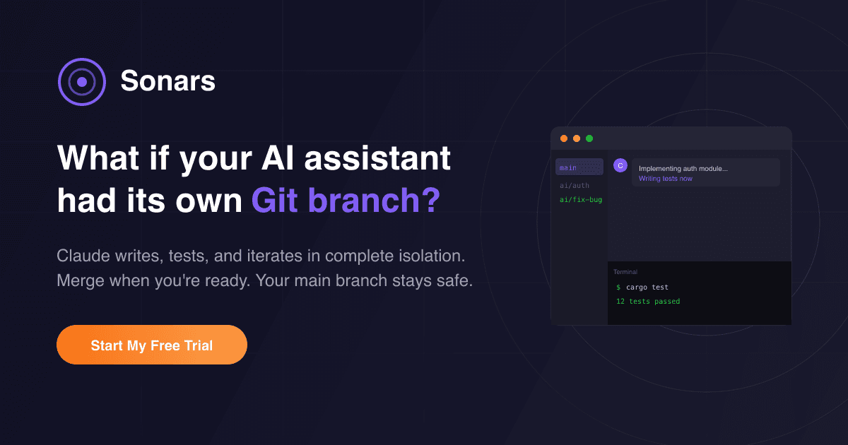 Sonars - AI Coding Assistant product preview for startup listing on Aura++