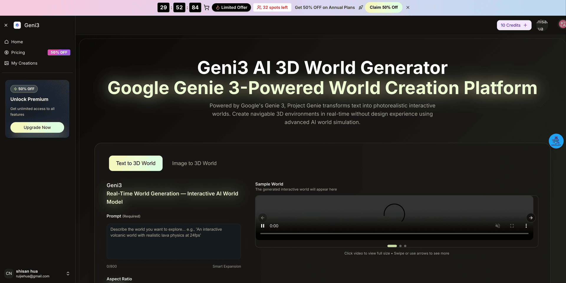 genie3 product preview for startup listing on Aura++