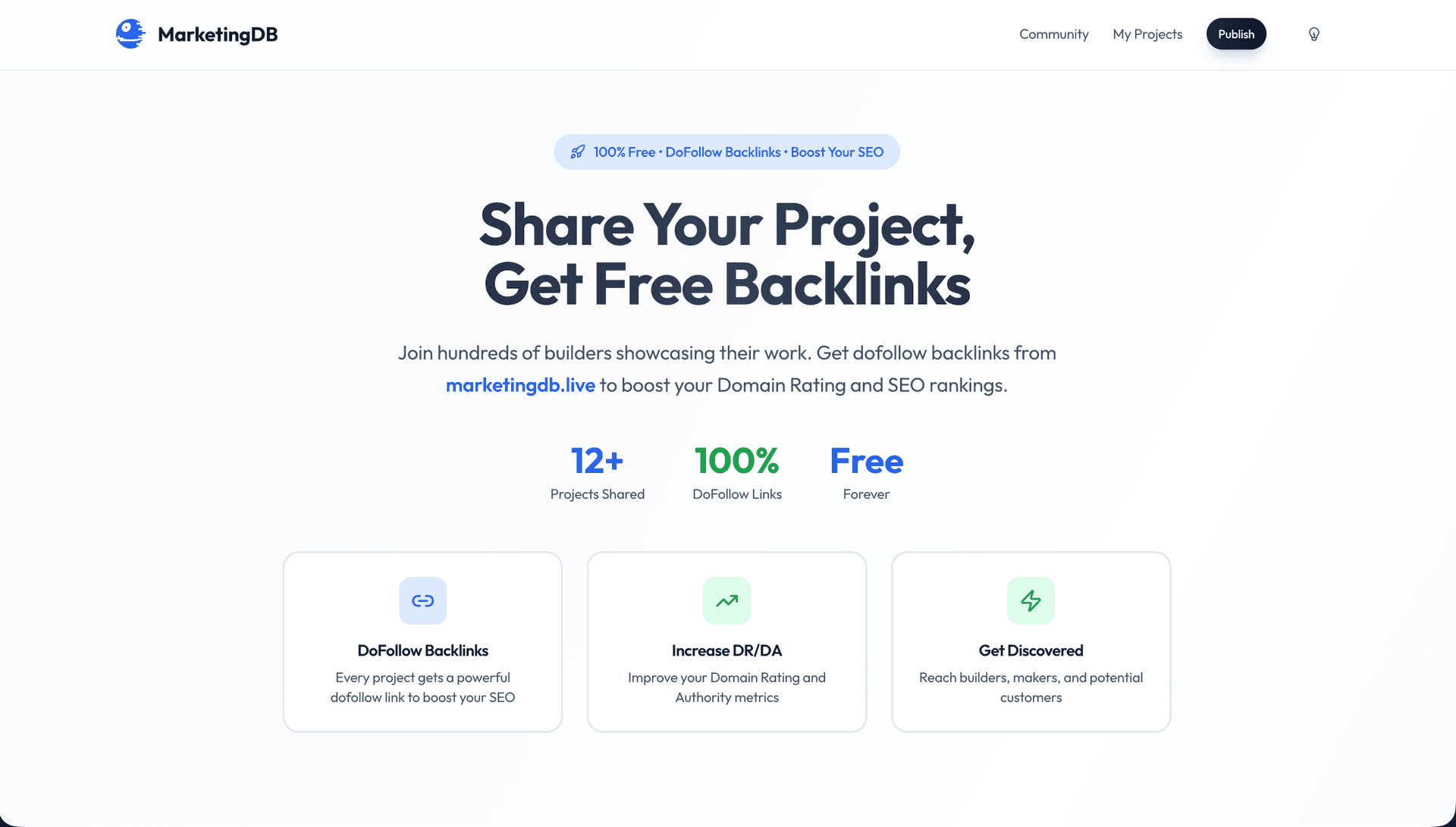 MarketingDB product preview for startup listing on Aura++