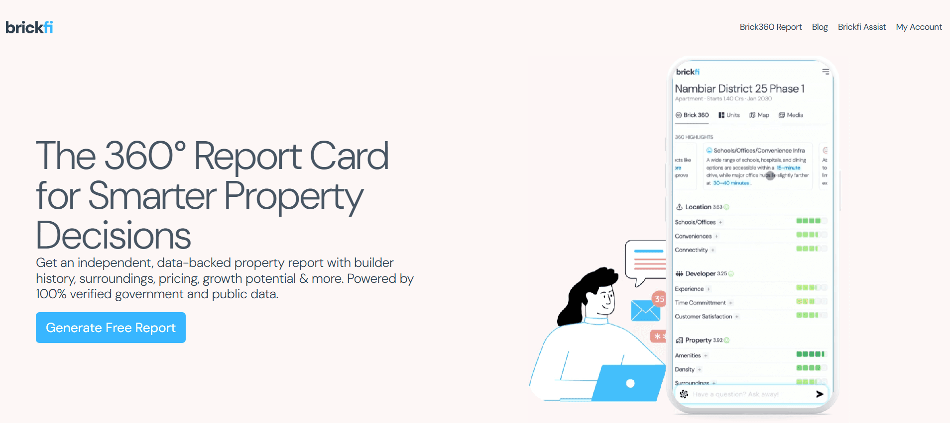 BrickFi 360 report product preview for startup listing on Aura++